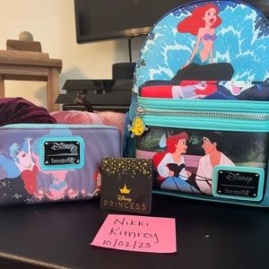 Little Mermaid Loungefly Backpack and Wallet